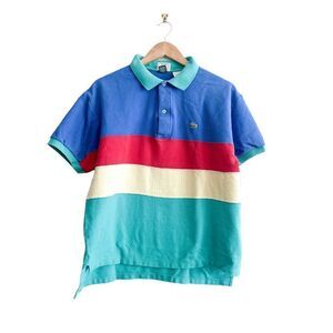 IZOD Lacoste Mens Polo Shirt Short Sleeve Colourblock Blue Red Green Size XL